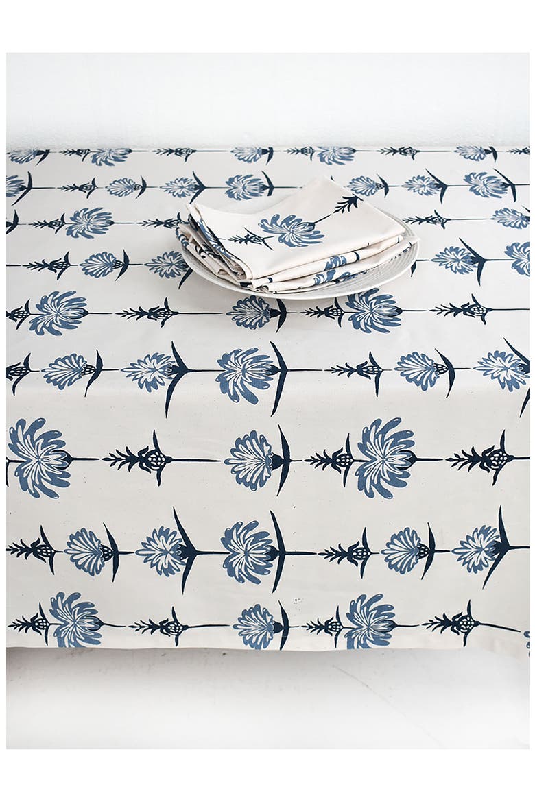 Tropical Garden Tablecloth, Alternate, color, INDIGO AND SKY