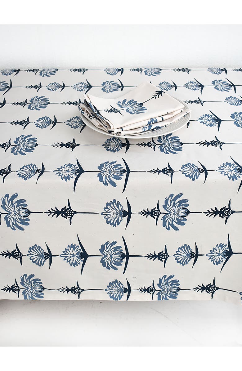 FRENCH HOME Tropical Garden Tablecloth, Alternate, color, Indigo And Sky