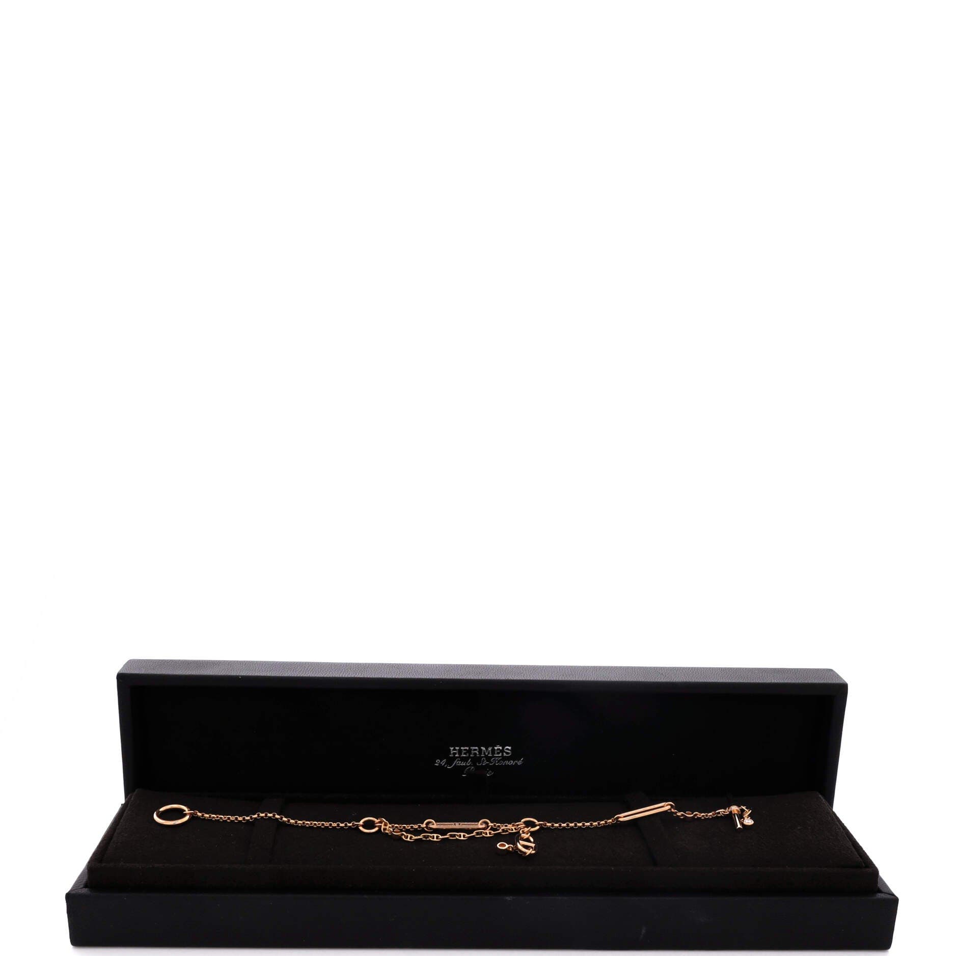 Pre-Owned Hermes Chaine d'Ancre Chaos Bracelet 18K Rose Gold with Diamonds, Alternate, color, Rose Gold