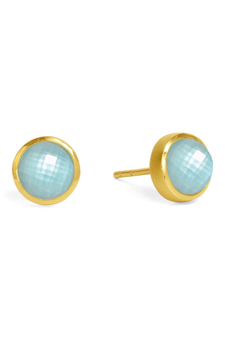 Signature Midi Stud Earrings, Main, color, IRIDESCENT SKY BLUE/ GOLD
