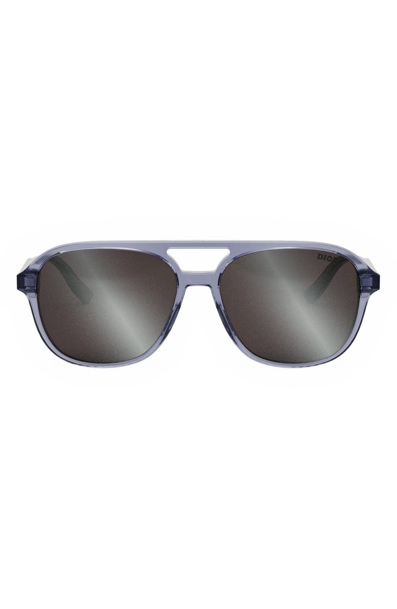 DIOR InDior N1I 57mm Navigator Sunglasses, Main, color, Shiny Light Blue / Smoke