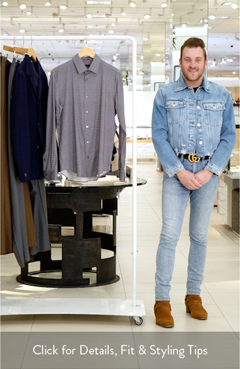 Abbey Geometric Print Knit Cotton Blend Dress Shirt, sales video thumbnail