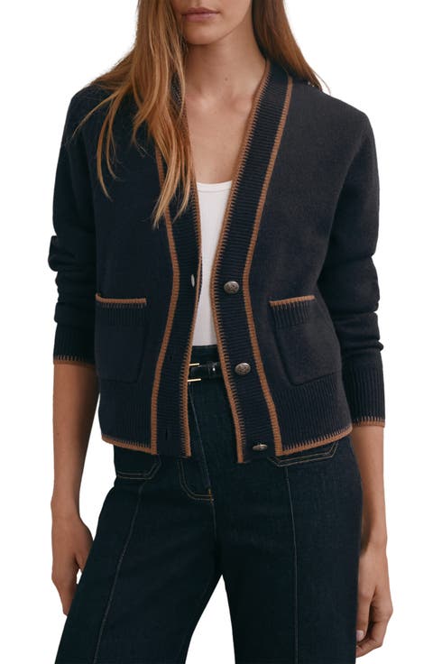 Louisa Tipped Wool & Cashmere Cardigan