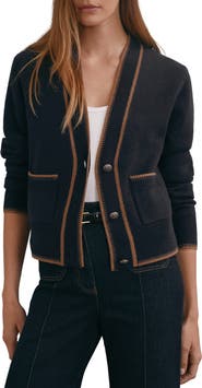Reiss Louisa Tipped Wool & Cashmere Cardigan