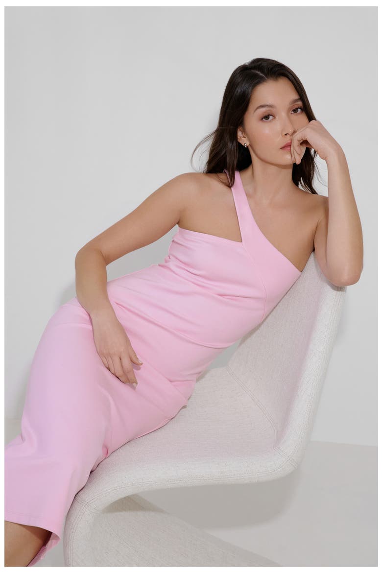 Cameron One-Shoulder Ponte Midi Dress, Alternate, color, PINK