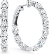 Bliss Diamond 3Ct TW Oval Diamond Inside Outside Hoops Vault Lock 14k Gold Lab Grown