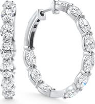 Bliss Diamond 3Ct TW Oval Diamond Inside Outside Hoops Vault Lock 14k Gold Lab Grown