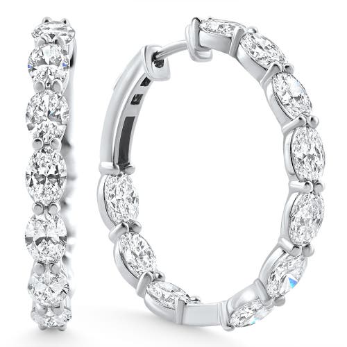 Bliss Diamond 3ct Tw Oval Diamond Inside Outside Hoops Vault Lock 14k Gold Lab Grown In Metallic