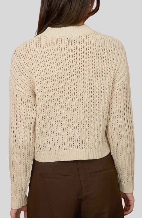 Blu Pepper Pointelle Button Front Crop Cardigan In Brown