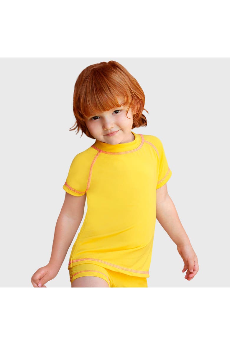 Baby Girls UPF 50+ Short Sleeve Rashguard (Baby), Main, color, Yellow