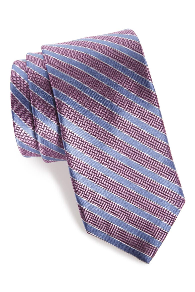 'Milford Stripe' Woven Silk Tie, Main, color, PINK