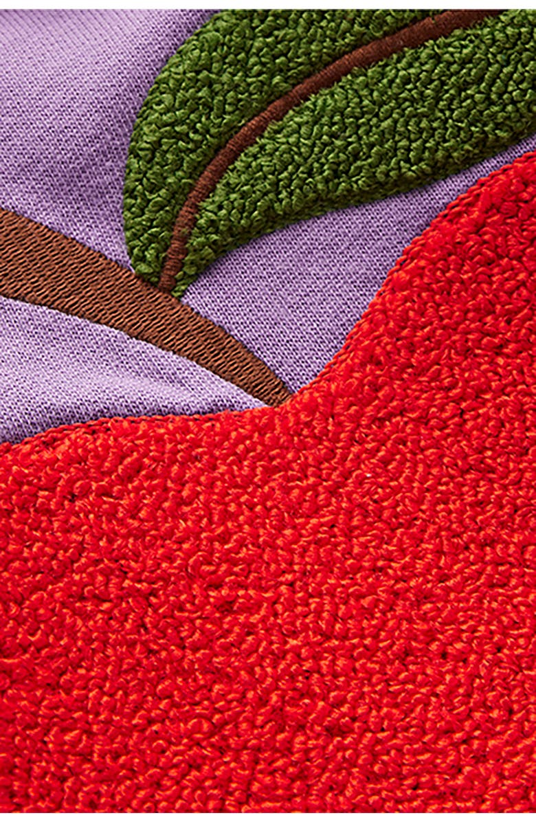 Mini Boden Kids' Apple Appliqué Cotton Graphic Sweatshirt, Alternate, color, Aster Purple Apple