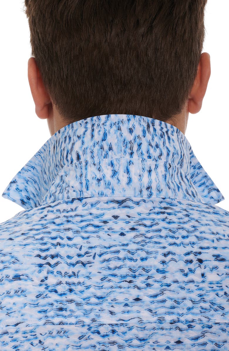 Robert Graham Arctic Print Knit Stretch Short Sleeve Button-Up Shirt, Alternate, color, 