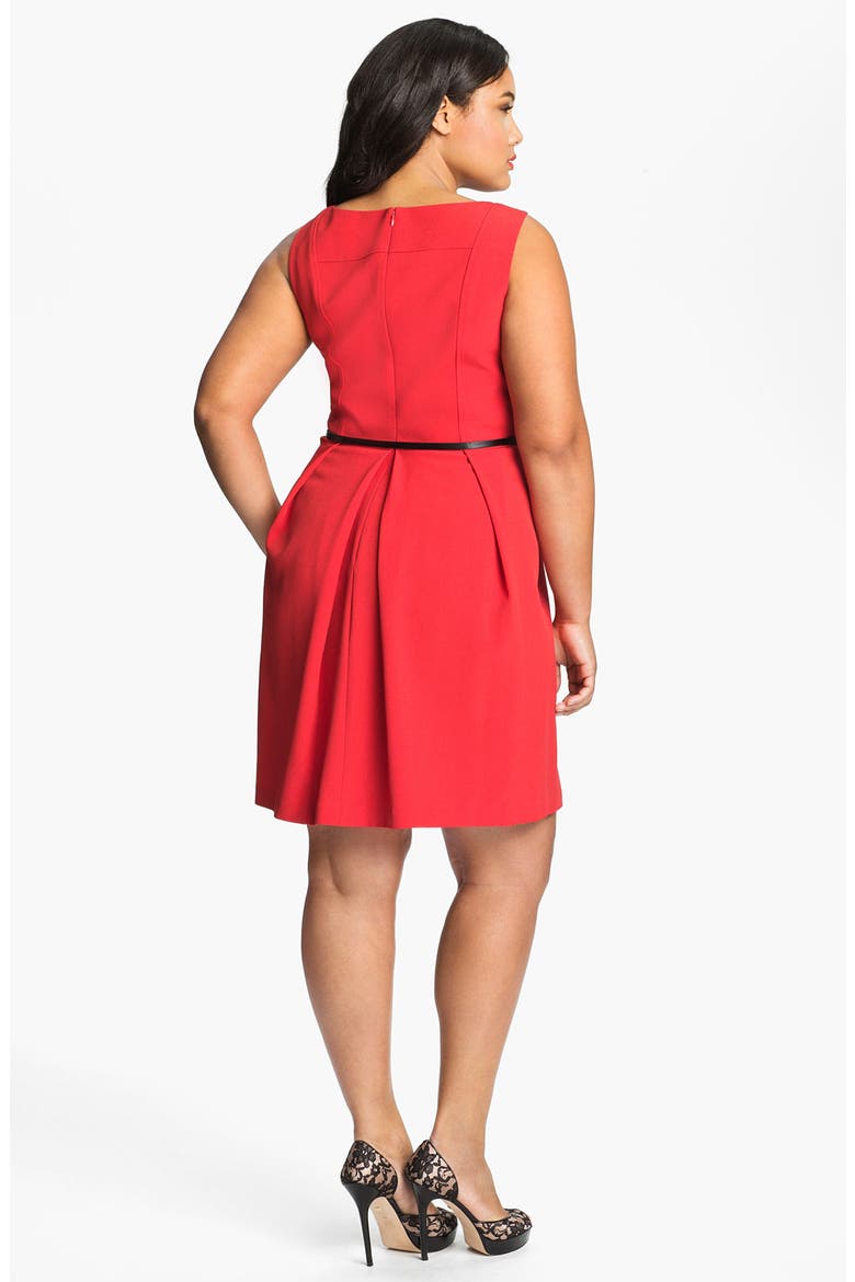 Belted A-Line Dress, Alternate, color, RED