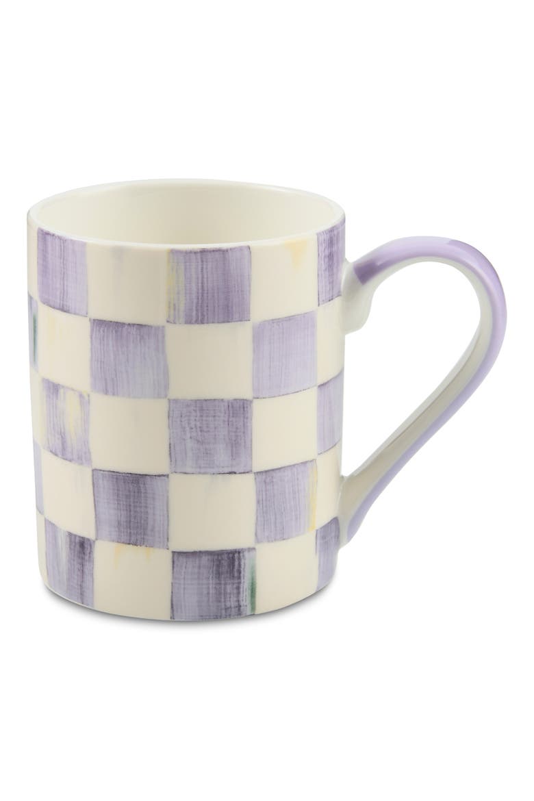 Violet Check Porcelain Mug, Main, color, PURPLE
