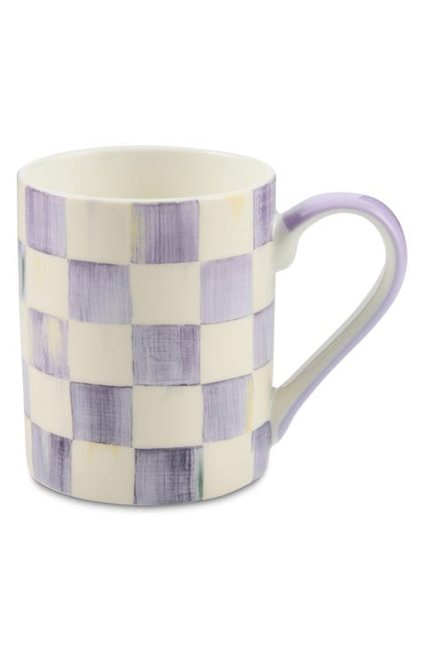 Violet Check Porcelain Mug