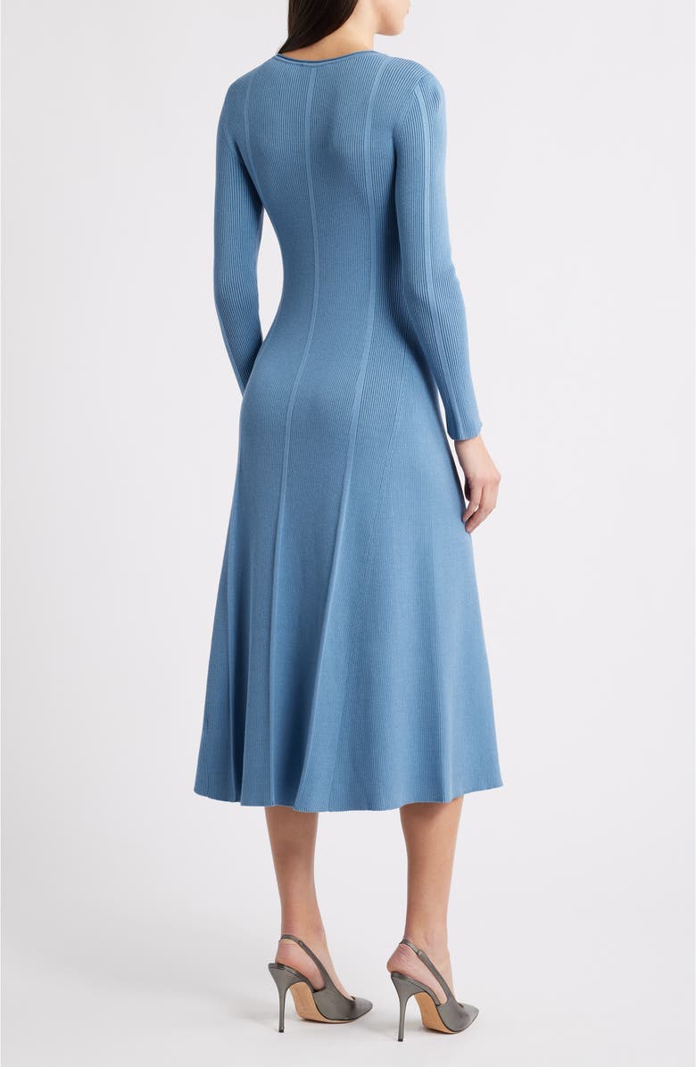 Elie Tahari The Skye Long Sleeve A-Line Dress, Alternate, color, Castle Blue