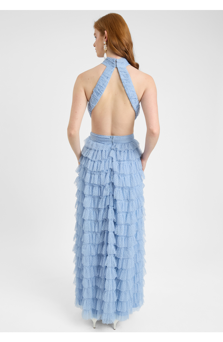 BEAUUT Ruffle Maxi Dress With halter Neck, Alternate, color, Powder Blue