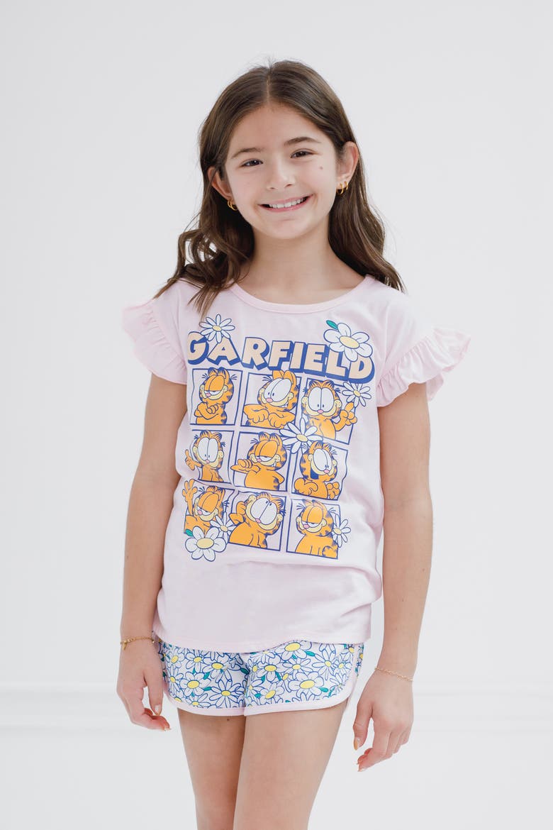 2-Piece Tee and Shorts Set, Alternate, color, Light Pink Garfield