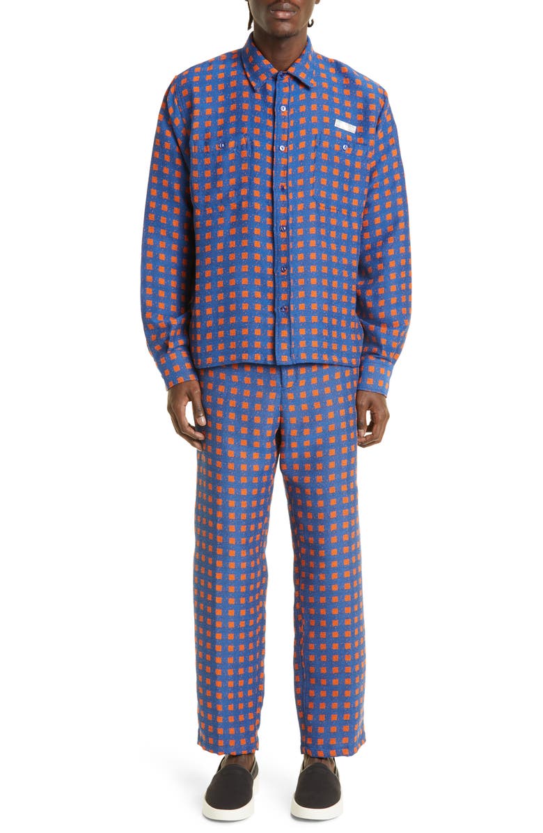 4SDesigns Dobby Check Oversize Button-Up Work Shirt, Alternate, color, 