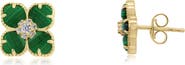 The Lovery Fine Jewelry Malachite CZ Flower Stud Earrings