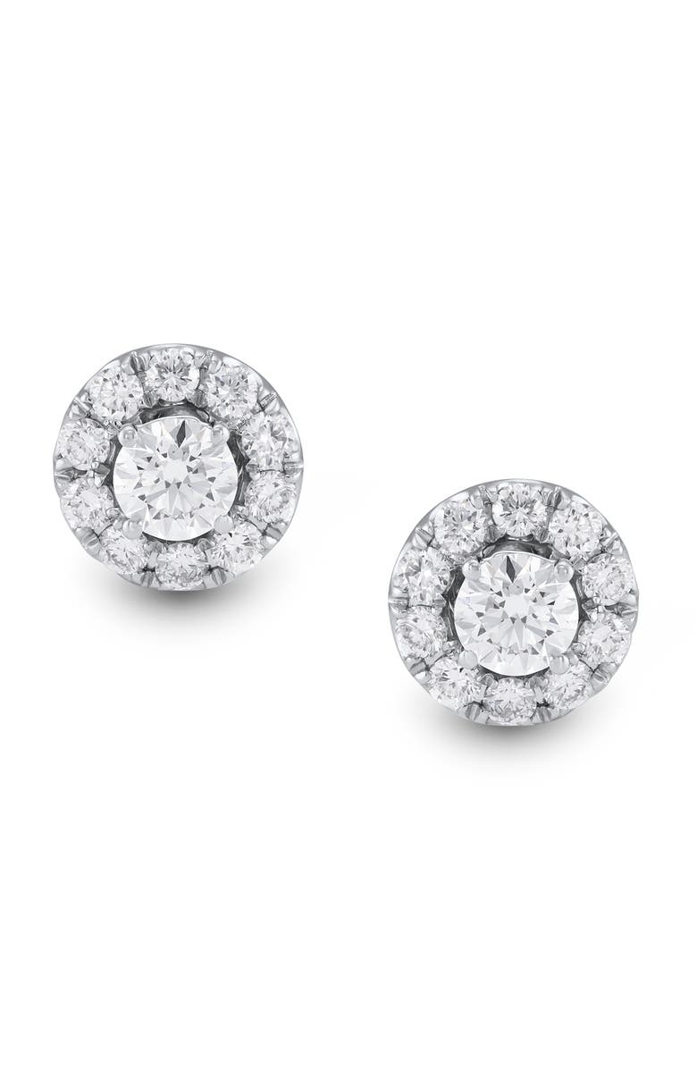 Frankie & Zoe Lab-Grown Diamond Halo Stud Earrings, Alternate, color, White Gold