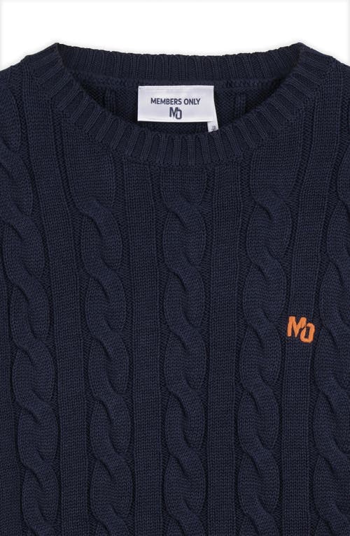 Members Only Crew Neck Cable Sweater In Blue