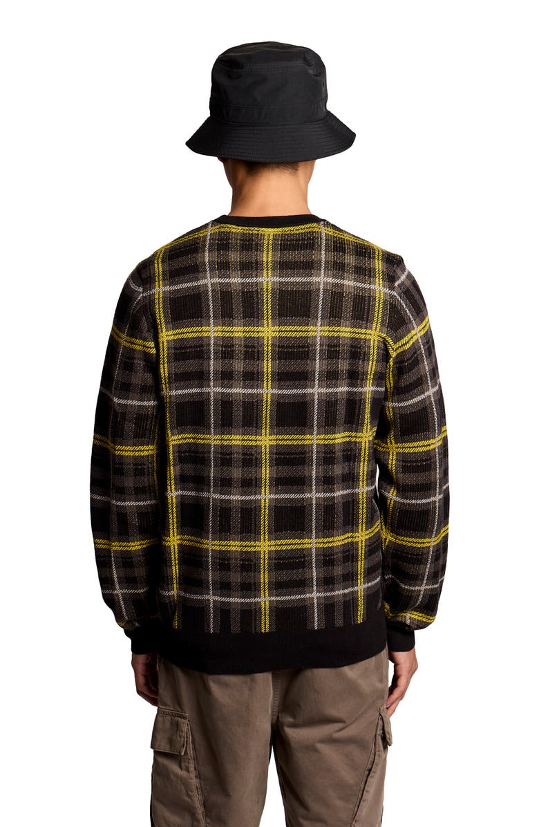 Lyle & Scott Ribbed Jacquard Tartan Crew Neck, Alternate, color, Jet Black