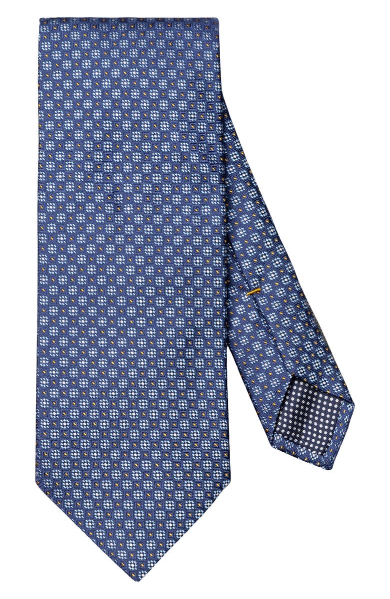 Eton Micro Floral Silk Tie, Main, color, Dark Blue