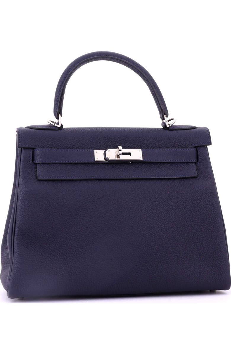 Pre-Owned Hermes Kelly Handbag Blue Togo with Palladium Hardware 28, Alternate, color, Bleu Nuit