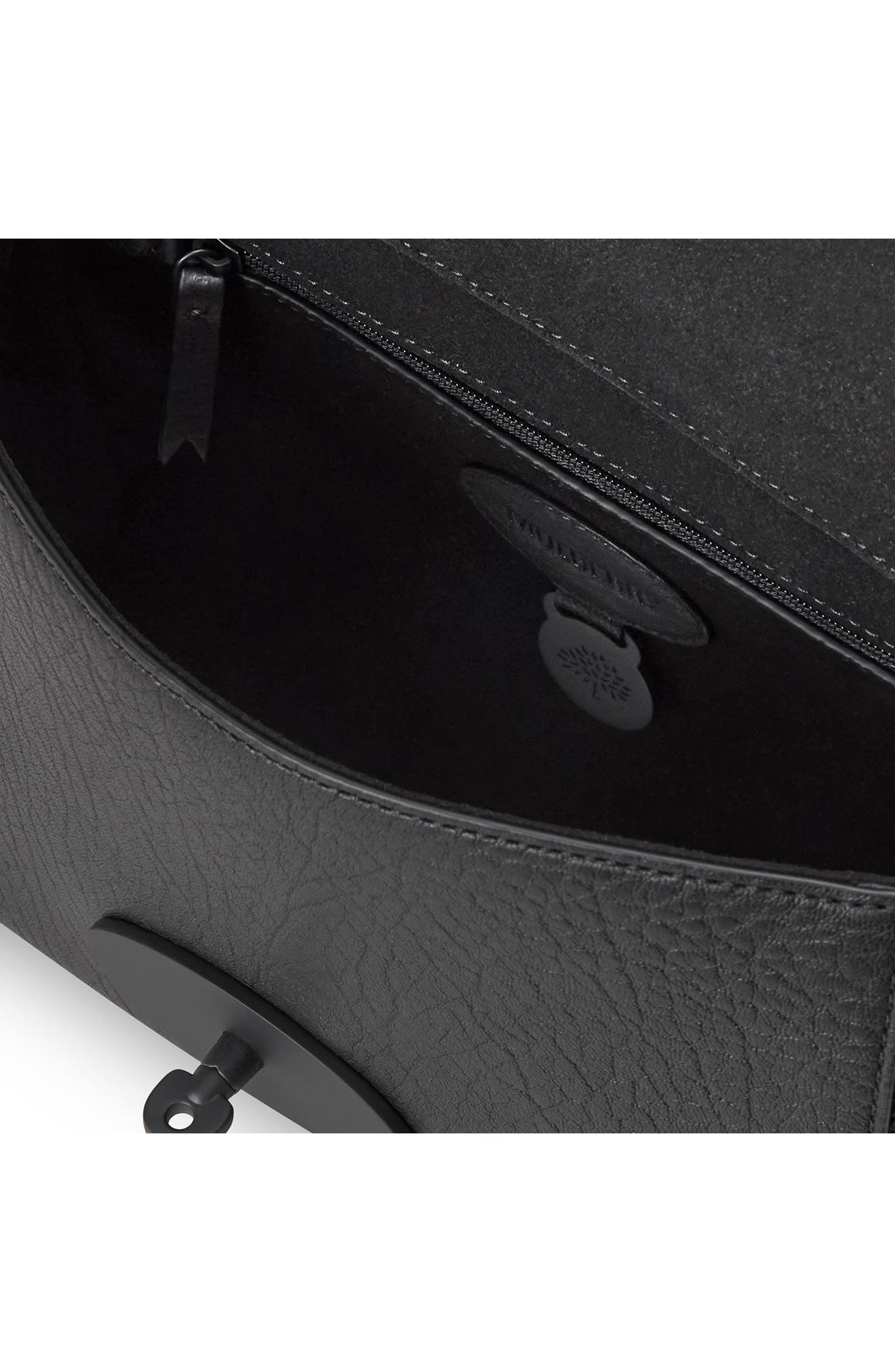 Mulberry Lily Grained Leather Shoulder Bag, Alternate, color, Black-Black