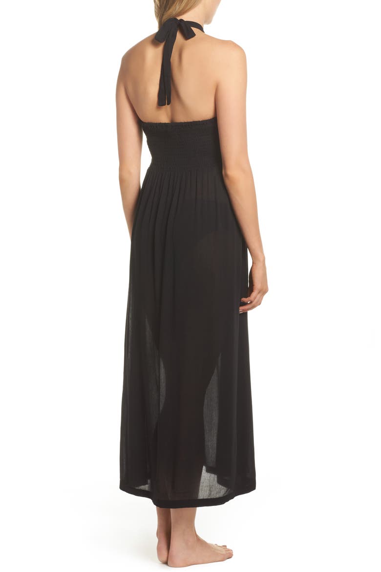 Midi Tie Back Cover-Up Dress, Alternate, color, BLACK