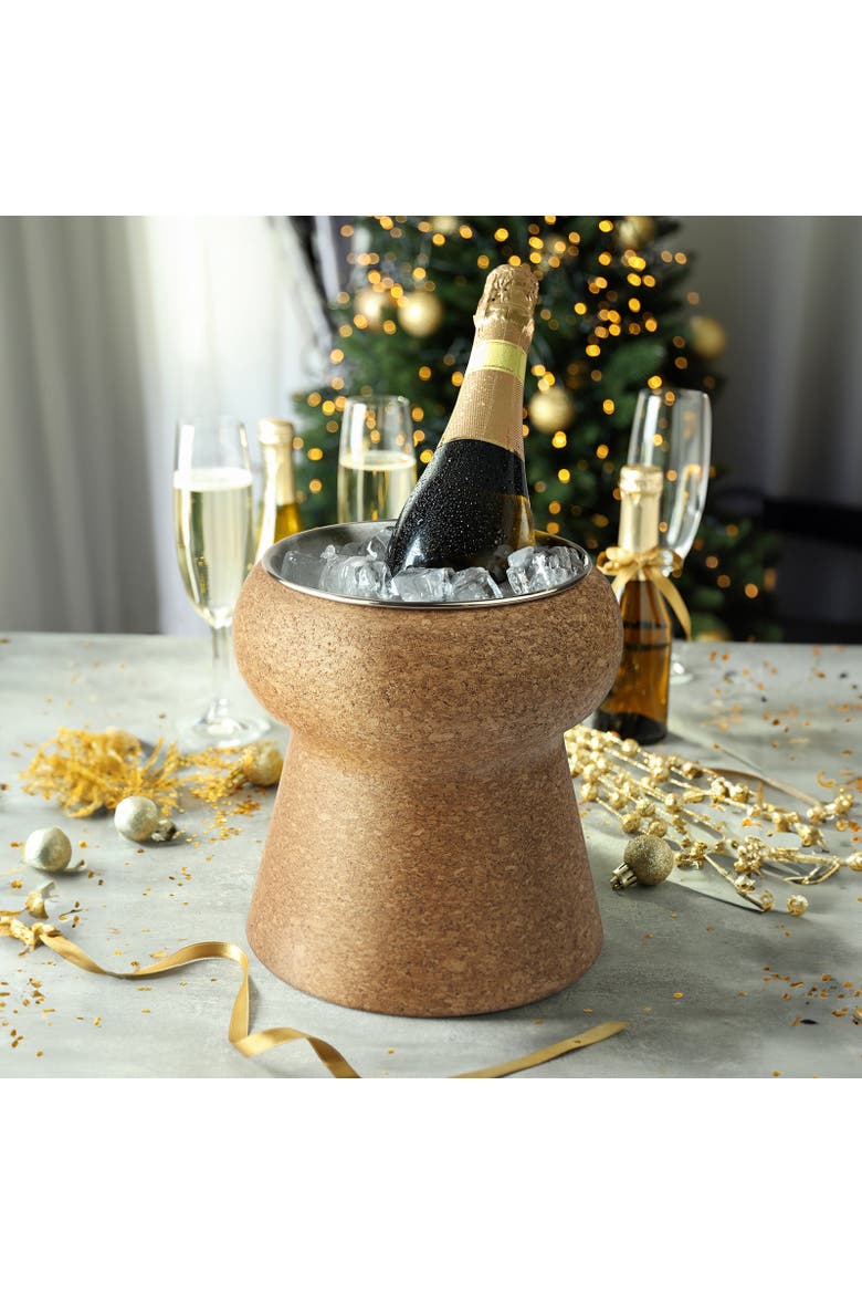 Champagne & Wine Cork Beverage Bin, Alternate, color, Clear