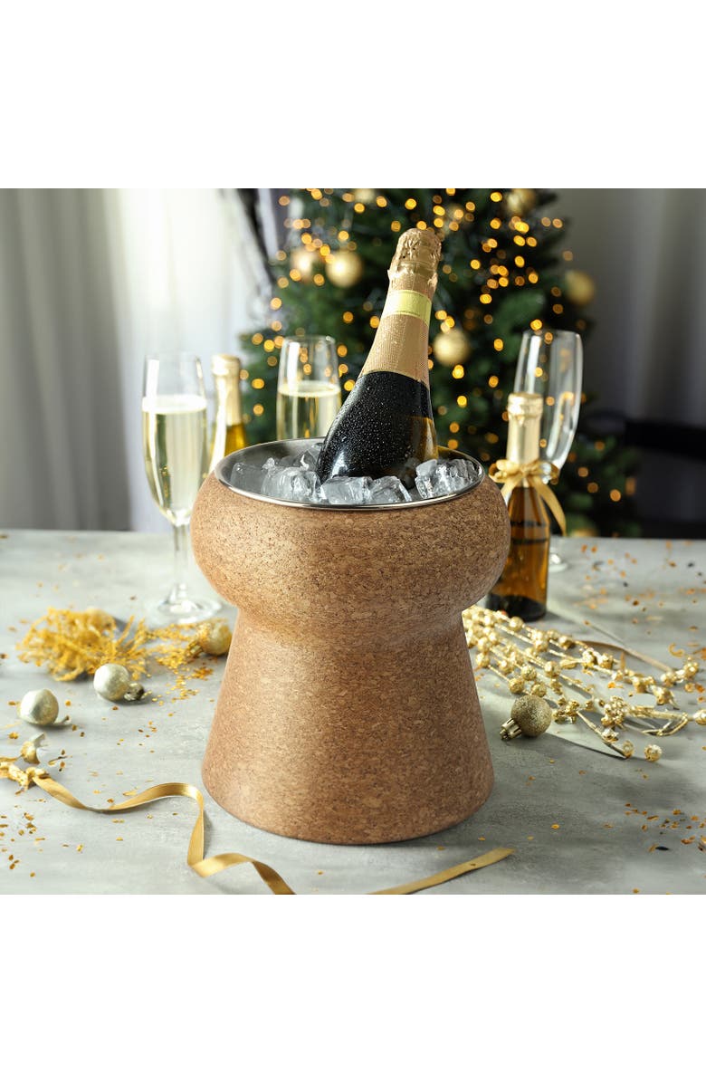 FINAL TOUCH Champagne & Wine Cork Beverage Bin, Alternate, color, Clear