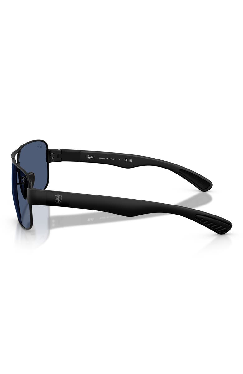 Ray-Ban x Scuderia Ferrari 64mm Oversize Double Bridge Square Sunglasses, Alternate, color, Matte Black / Dark Blue