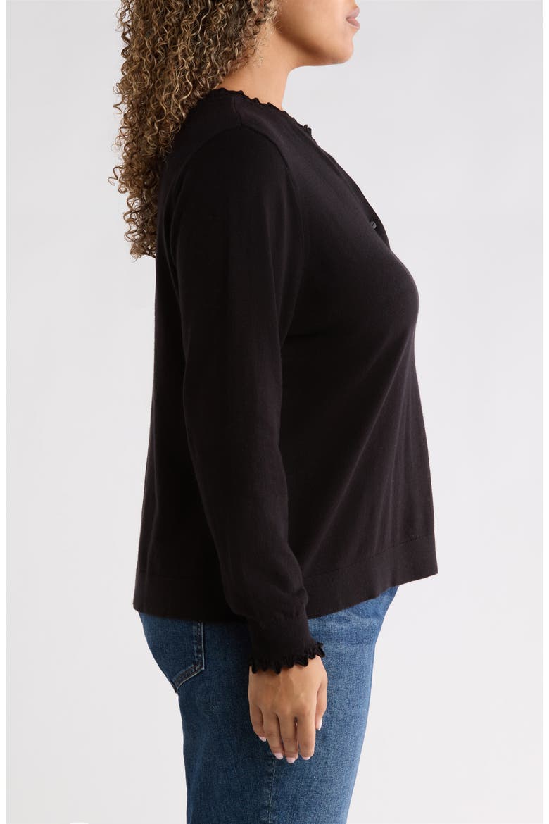 Ruffle Henley Sweater, Alternate, color, BLACK ONYX