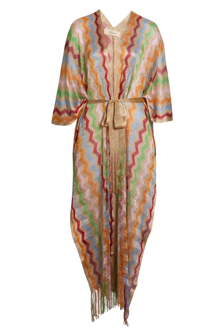 Chevron Cover-Up Caftan, Alternate, color, BEIGE MULTI