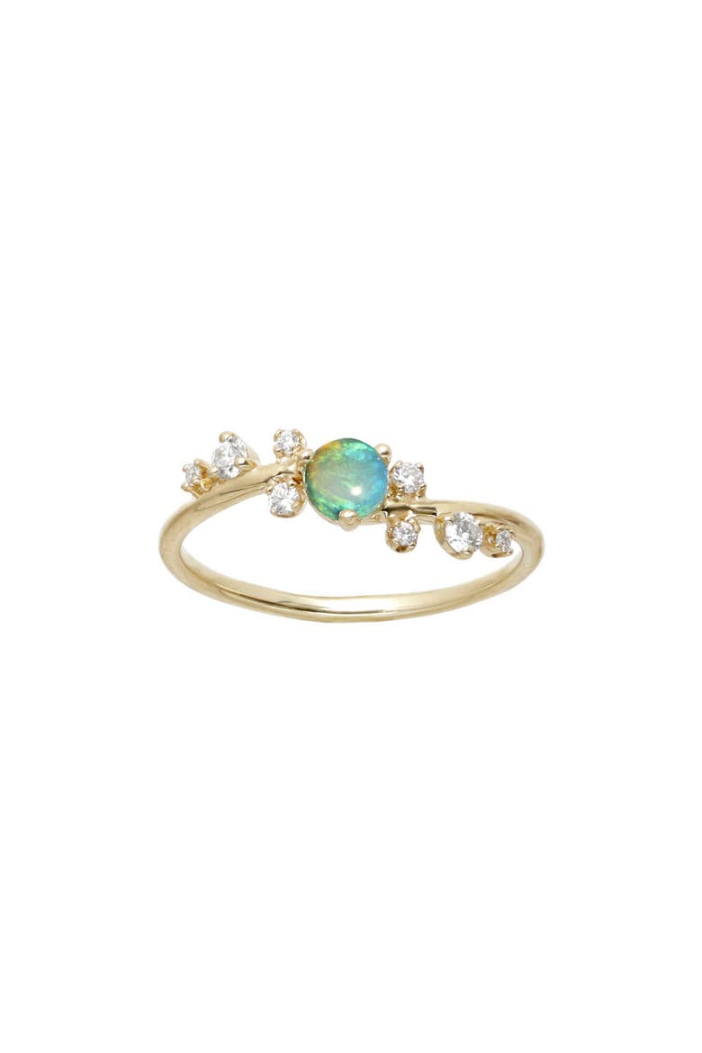 Botany Collection Crossover Opal & Diamond Ring, Main, color, YELLOW GOLD/ OPAL/ DIAMOND