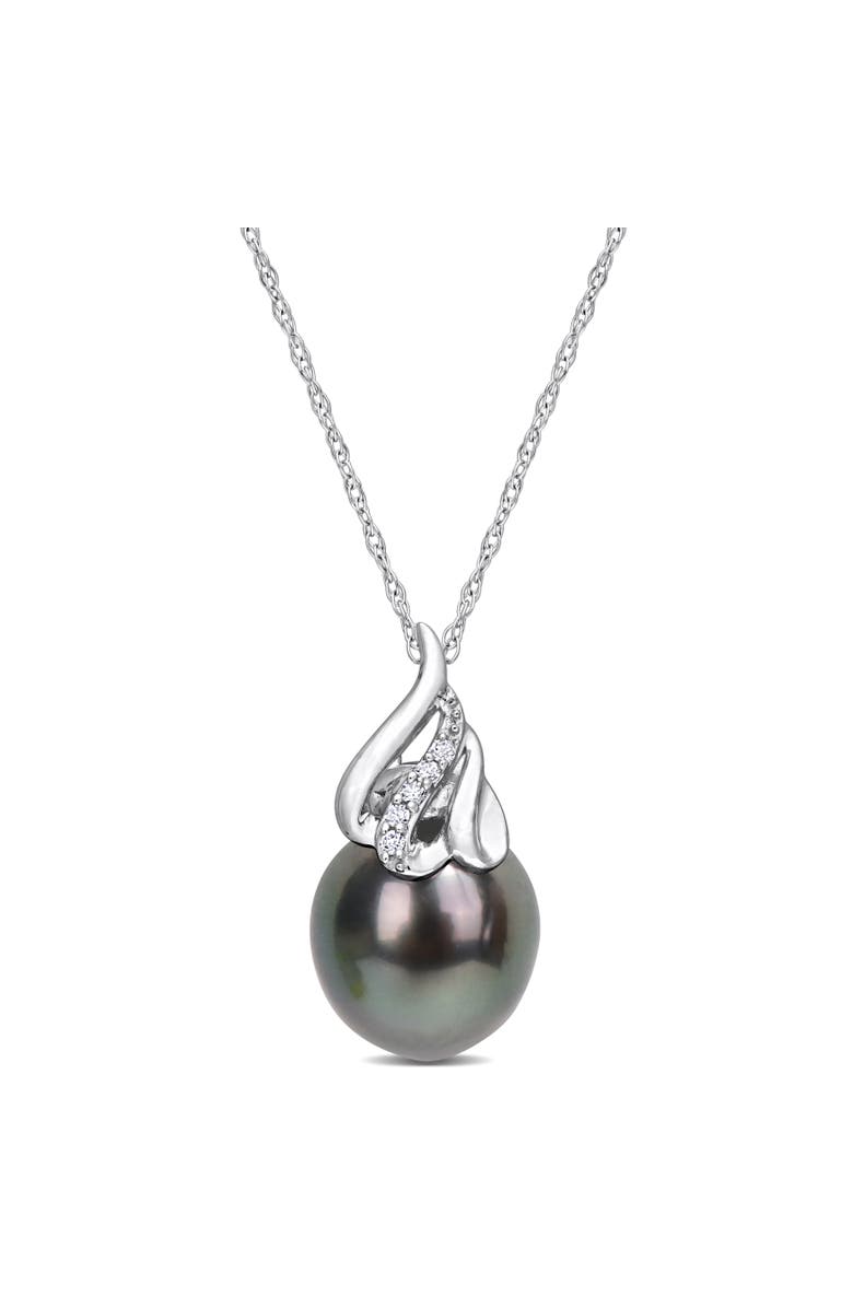 Julianna B. Pearl & Diamond Accent Drop Necklace 14k, Main, color, Tahitian Pearl/White Gold