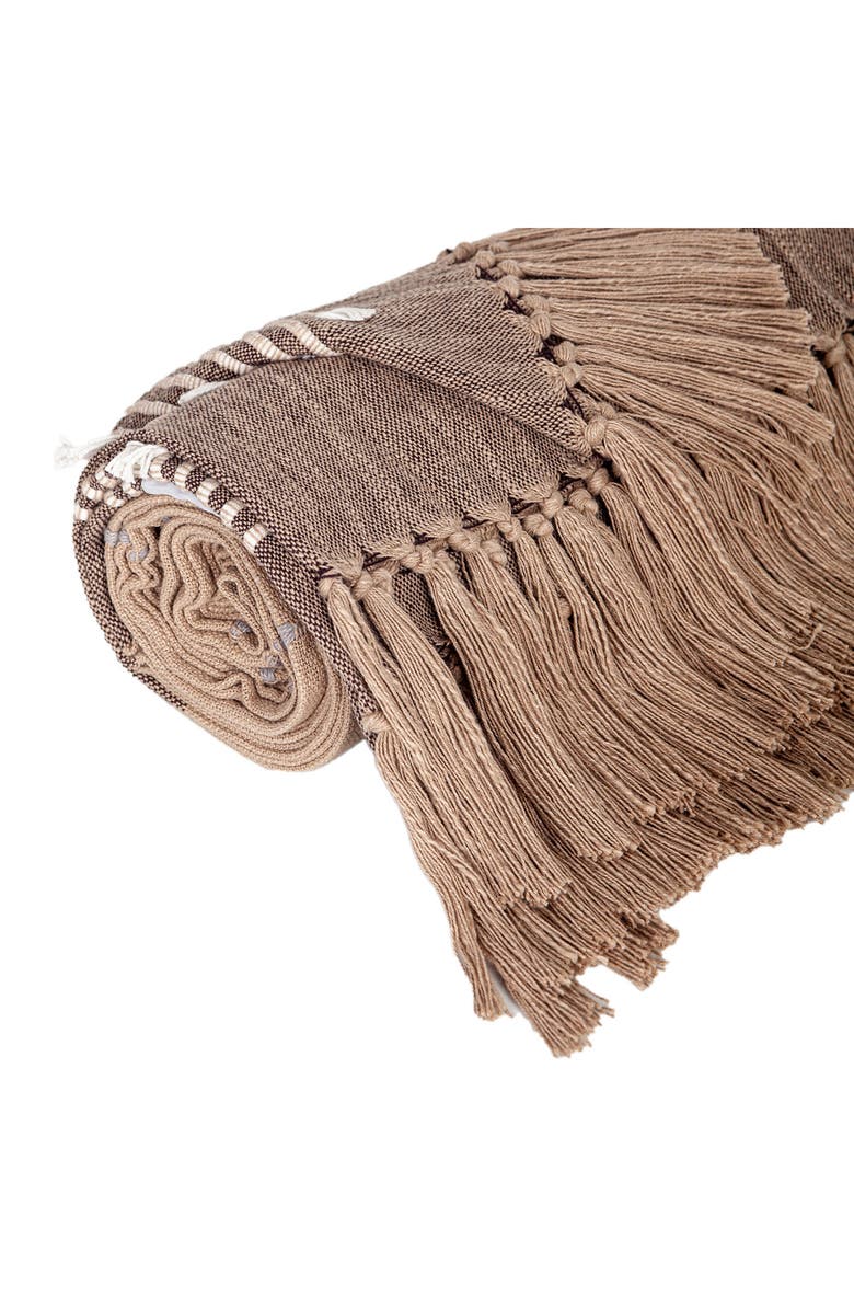 PARKLAND COLLECTION Adonia Fringe Throw Blanket, Alternate, color, Coffee