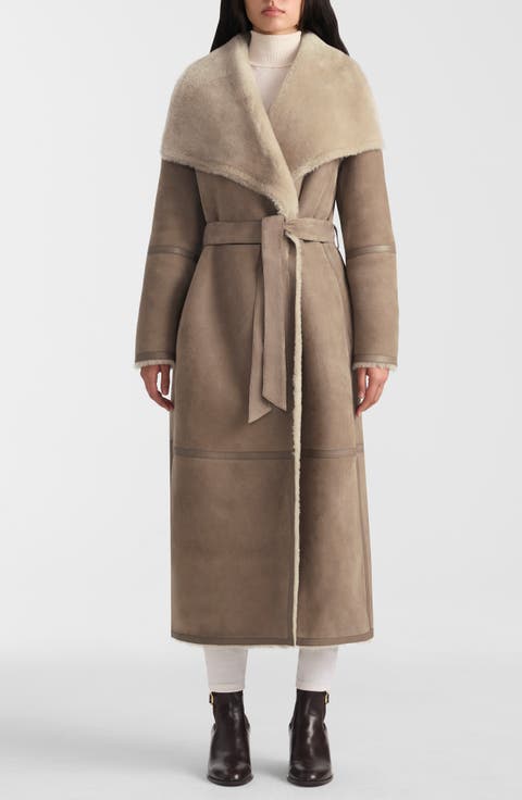 Marian Reversible Genuine Shearling Wrap Coat