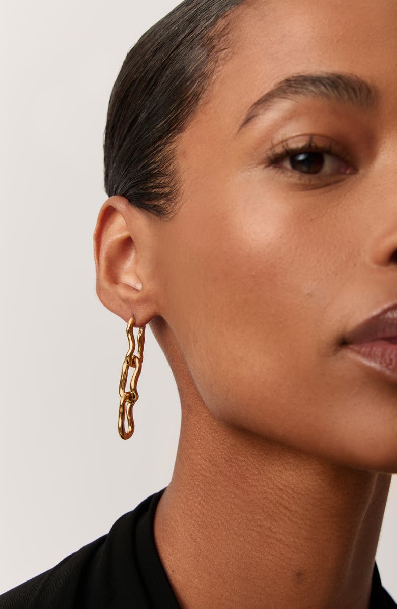 Missoma Molten Ovate Triple Link Drop Earrings, Alternate, color, Gold