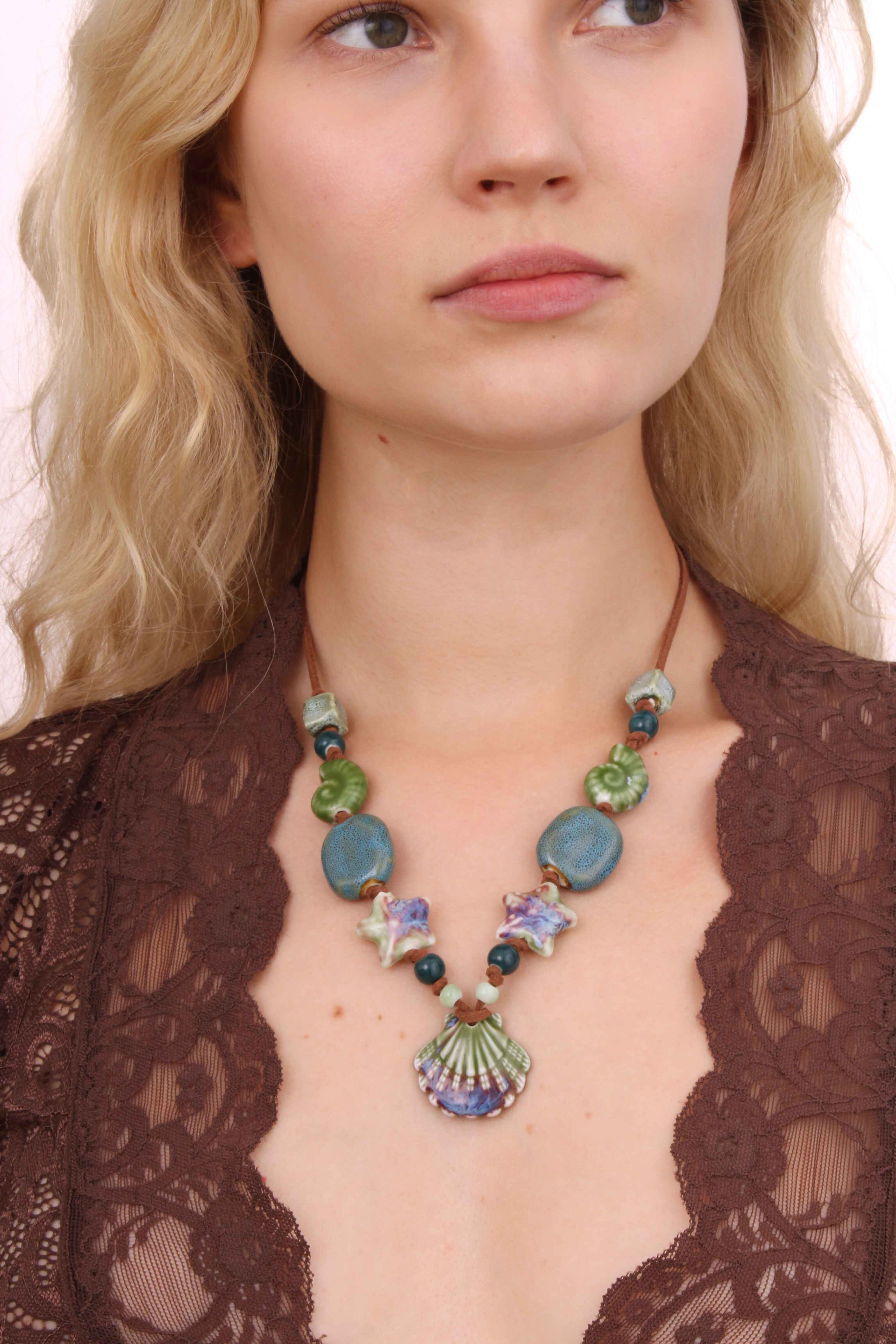 Velvet Luna Ceramic Seashell Suede Cord Necklace (Women) | Nordstrom