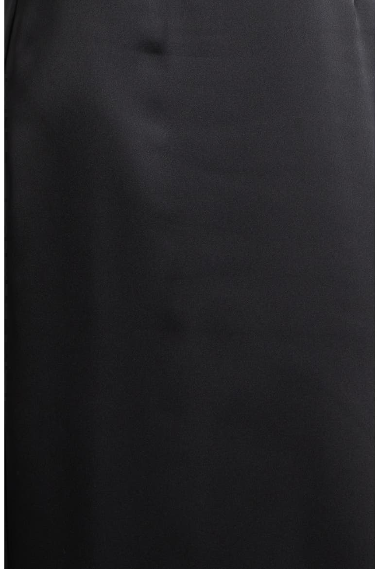 Leesa Long Sleeve Mixed Media Gown, Alternate, color, BLACK