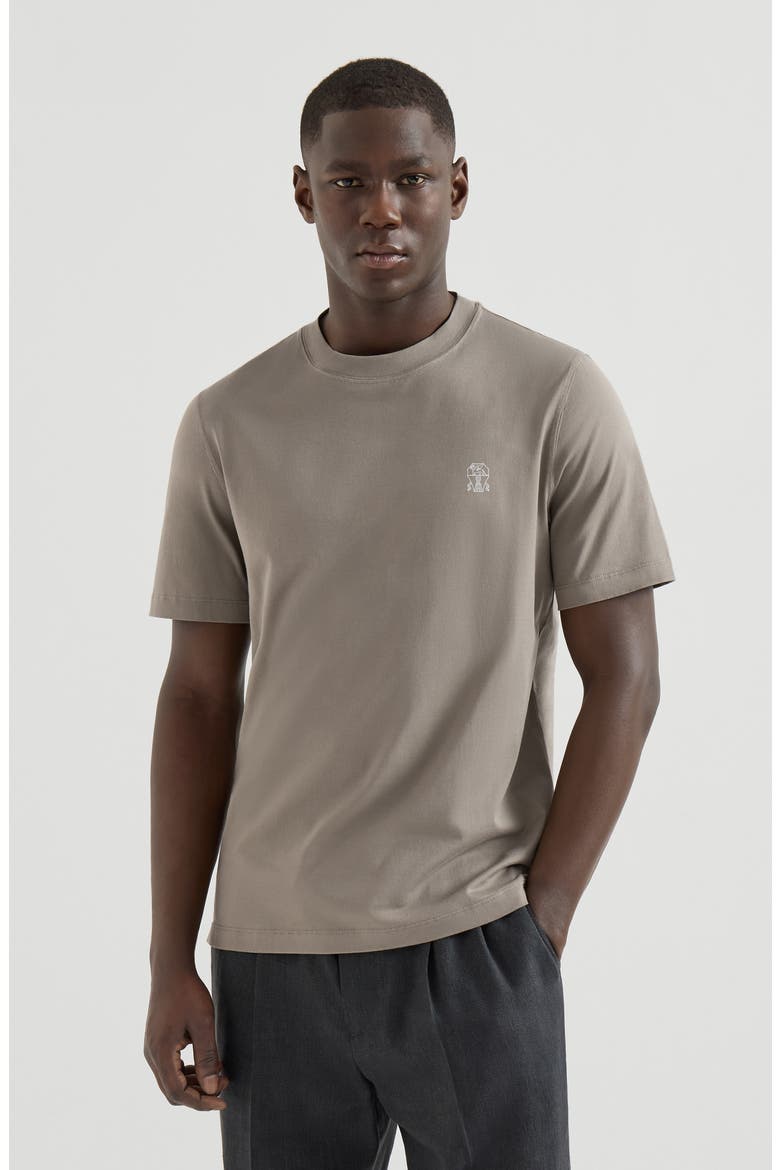 Jersey T-shirt with logo, Main, color, Khaki