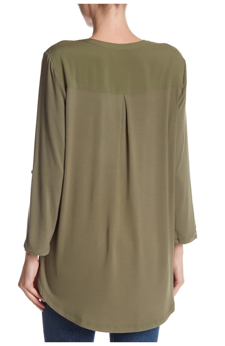 Pleione SPLIT NECK MIXED MEDIA TUNIC, Alternate, color, 