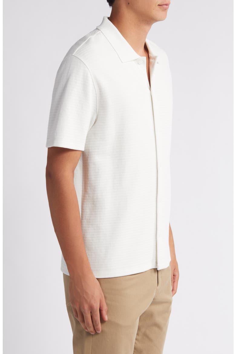 Textured Double Knit Short Sleeve Button-Up Shirt, Alternate, color, CLASSIC CREAM