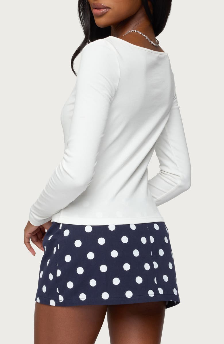 EDIKTED Savi Boat Neck Long Sleeve Top, Alternate, color, White