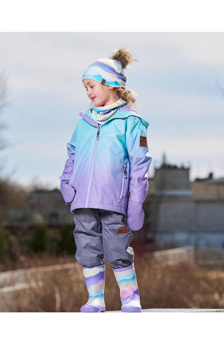 Deux par Deux Little Girl's 3-In-1 Mid-Season Outerwear Set Turquoise And Mauve Gradient, Alternate, color, 