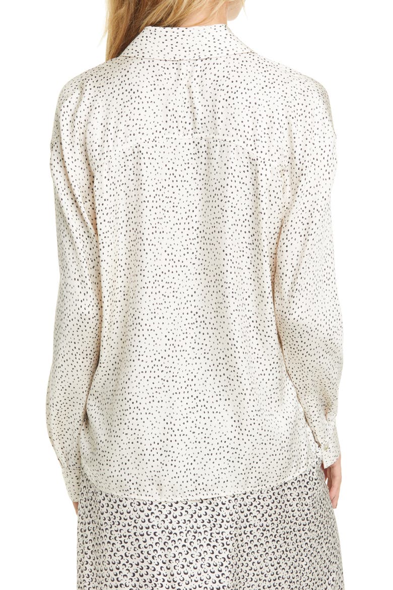 Ditsy Dot Long Sleeve Silk Blend Button-Up Shirt, Alternate, color, CHIFFON